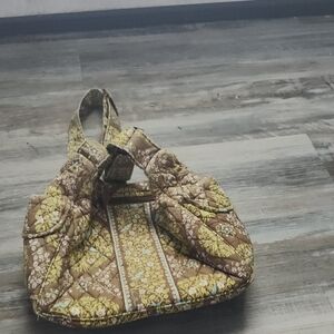Vera Bradley Brown and Yellow Floral Shoulder Bag